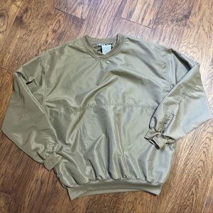 Vtg OnTour Oversized Mens Golf Windbreaker Pullover Bomber Sweater in Dune Brown